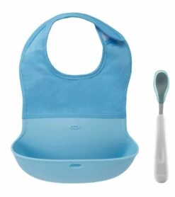 OXO Tot On-the-Go Bib & Spoon Set - Aqua