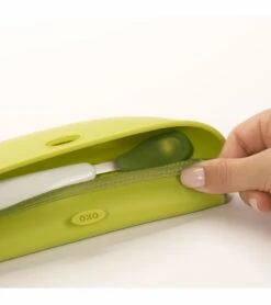 OXO Tot On-the-Go Bib & Spoon Set - Aqua -Little Unicorn Store oxo tot on the go bib spoon set aqua 266