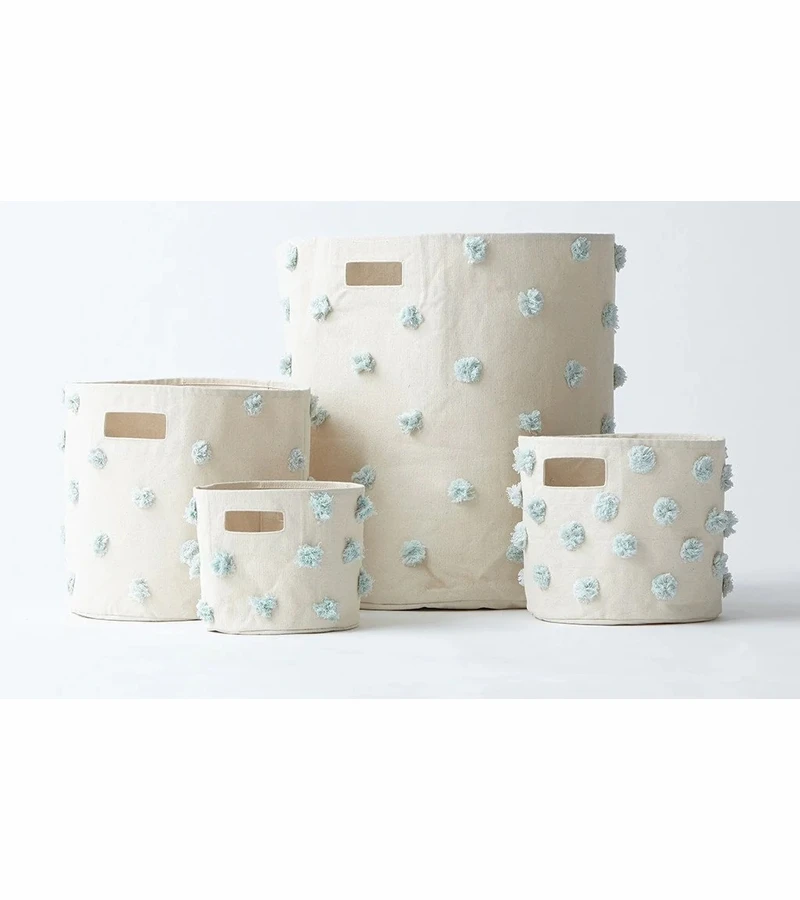 Petit Pehr Pom Pom Basket - Bin - Mist 4 Petit Pehr Pom Pom Basket - Bin - Mist - Image 2