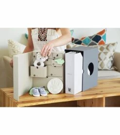 Savor "The Library" Baby Keepsake Box - Slate -Little Unicorn Store savor the library baby keepsake box slate 246