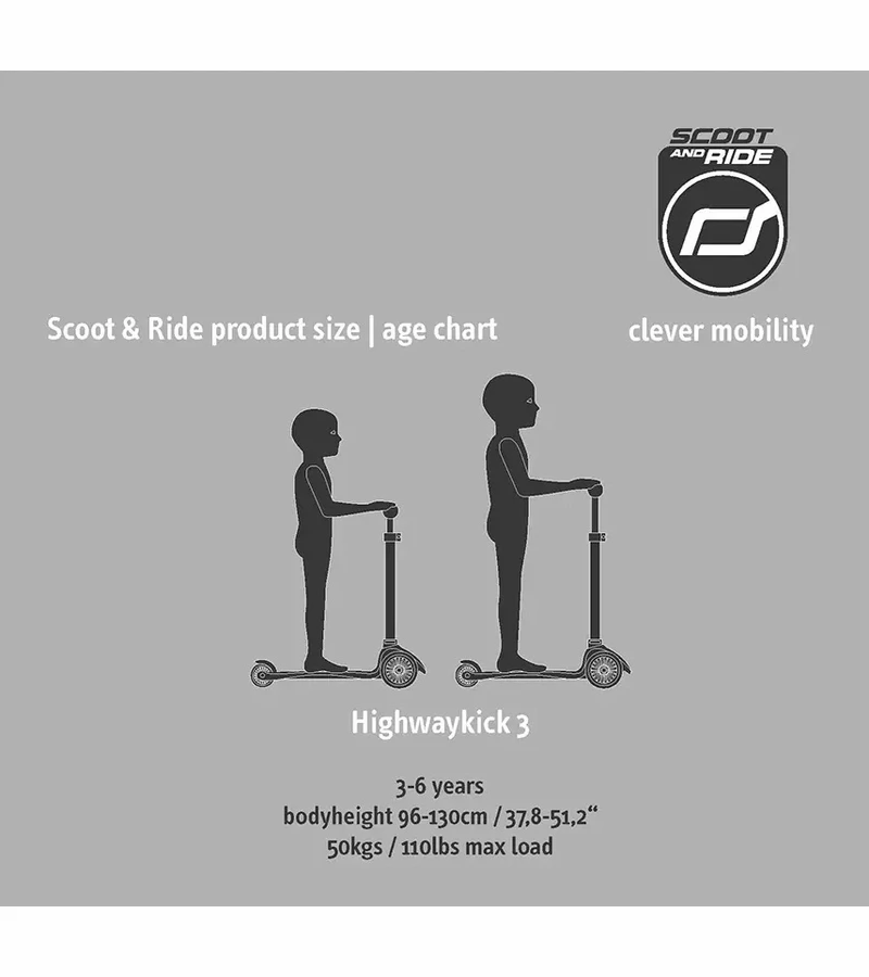 Scoot & Ride HighwayKick3 LED Scooter - Steel 6 Scoot & Ride HighwayKick3 LED Scooter - Steel - Image 4