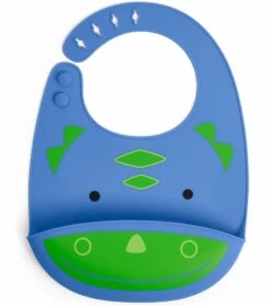 Skip Hop Zoo Fold & Go Silicone Bib - Dinosaur