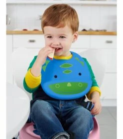 Skip Hop Zoo Fold & Go Silicone Bib - Dinosaur -Little Unicorn Store skip hop zoo fold go silicone bib dinosaur 118