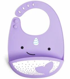 Skip Hop Zoo Fold & Go Silicone Bib - Narwhal