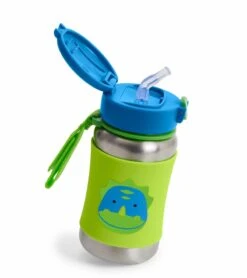 Skip Hop Zoo Stainless Steel Straw Bottle - Dino -Little Unicorn Store skip hop zoo stainless steel straw bottle dino 95