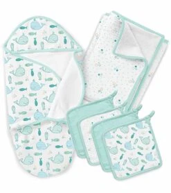 Summer Infant SwaddleMe Baby Bath Gift Set - Striped Whales