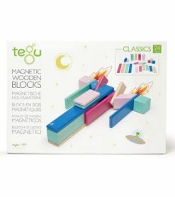 Tegu 24 Piece Magnetic Wooden Block Set - Blossom -Little Unicorn Store tegu 24 piece magnetic wooden block set blossom 150
