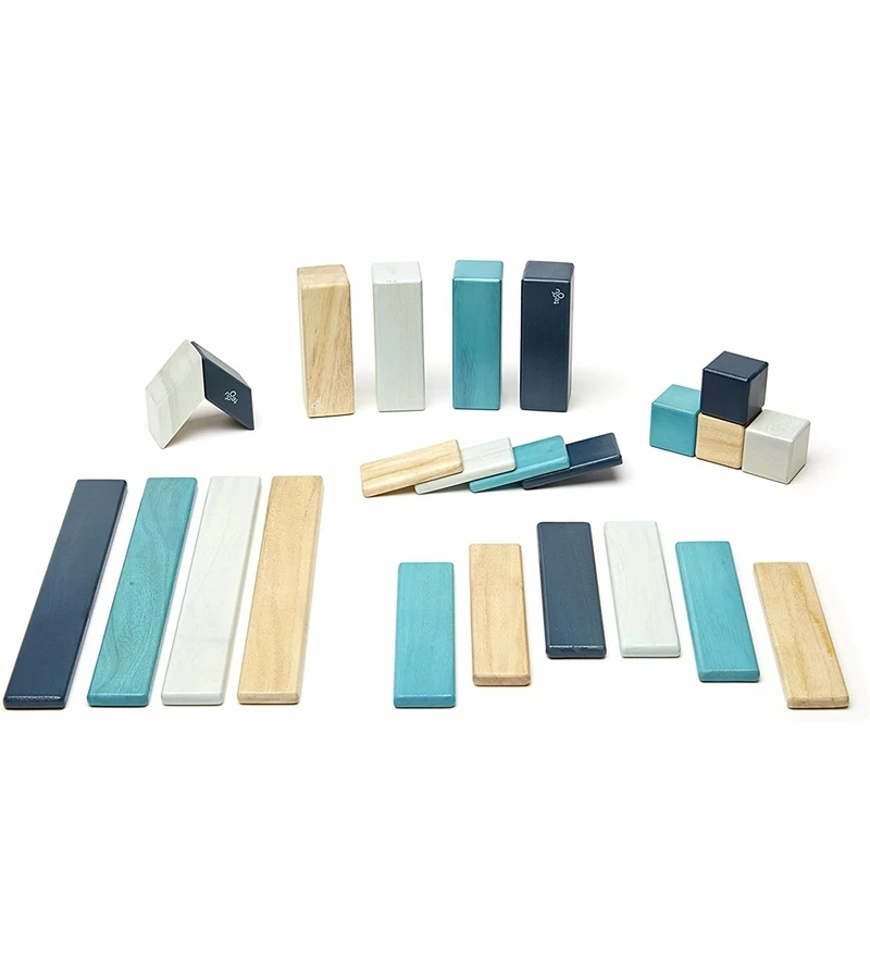 Tegu 24 Piece Magnetic Wooden Block Set - Blues 3 Tegu 24 Piece Magnetic Wooden Block Set - Blues
