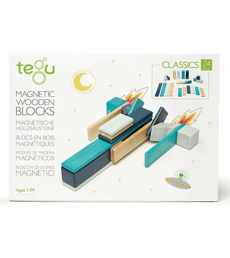 Tegu 24 Piece Magnetic Wooden Block Set - Blues 4 Tegu 24 Piece Magnetic Wooden Block Set - Blues - Image 2