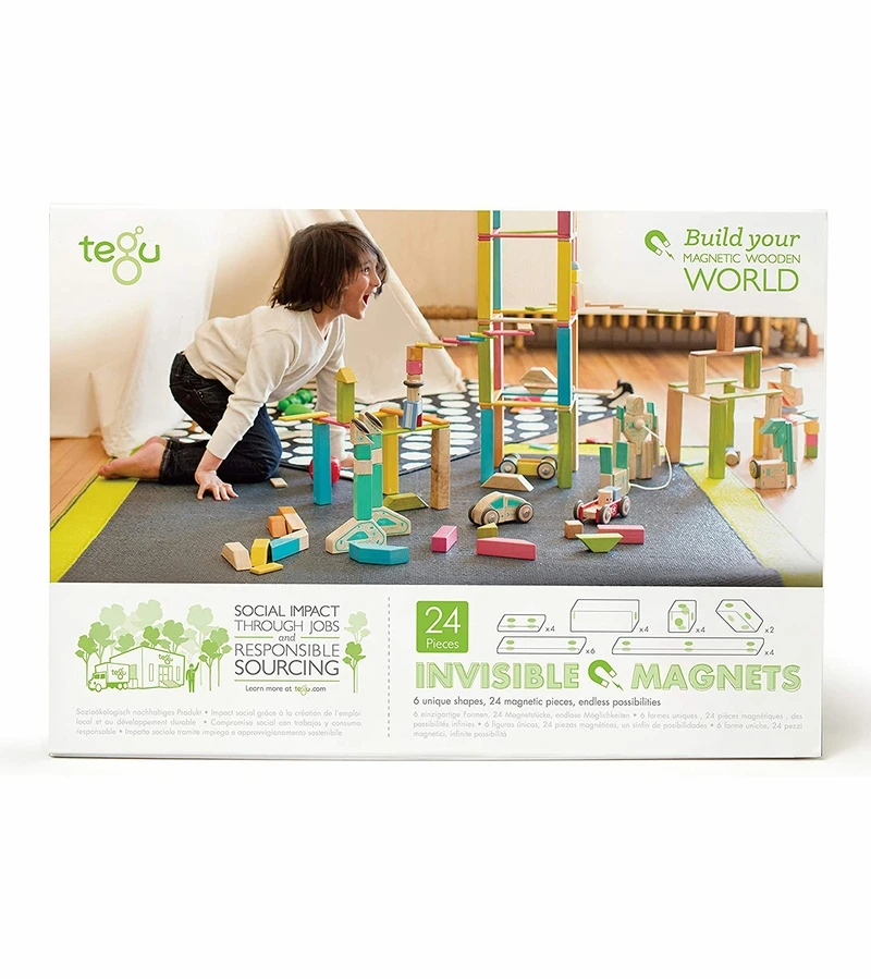 Tegu 24 Piece Magnetic Wooden Block Set - Blues 5 Tegu 24 Piece Magnetic Wooden Block Set - Blues - Image 3