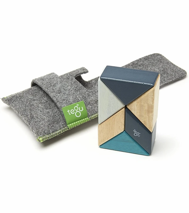 Tegu Pocket Pouch Prism 6 Piece Magnetic Blocks - Blues 3 Tegu Pocket Pouch Prism 6 Piece Magnetic Blocks - Blues