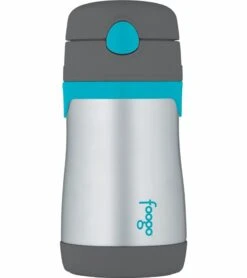 Thermos Foogo 10 Oz Vacuum Insulated Stainless Steel Straw Bottle - Charcoal/Teal