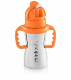Thinkbaby Thinkster Of Steel 9 Oz Straw Cup - Orange