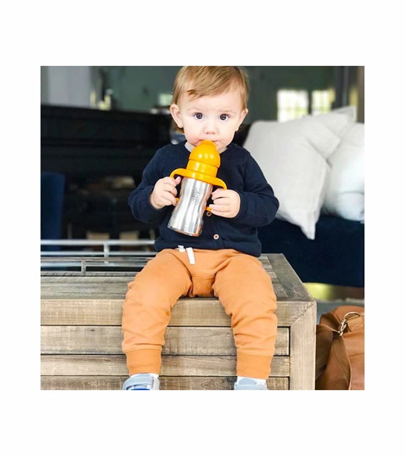 Thinkbaby Thinkster Of Steel 9 Oz Straw Cup - Orange 4 Thinkbaby Thinkster Of Steel 9 Oz Straw Cup - Orange - Image 2