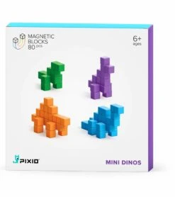 Ukidz PIXIO Mini Dinos - 80 Magnetic Blocks In 4 Colors