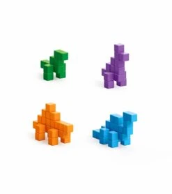 Ukidz PIXIO Mini Dinos - 80 Magnetic Blocks In 4 Colors -Little Unicorn Store ukidz pixio mini dinos 80 magnetic blocks in 4 colors 142