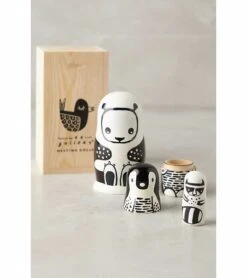 Wee Gallery Nesting Dolls - Black And White Animals 9 Wee Gallery Nesting Dolls - Black And White Animals -Little Unicorn Store wee gallery nesting dolls black and white animals 98