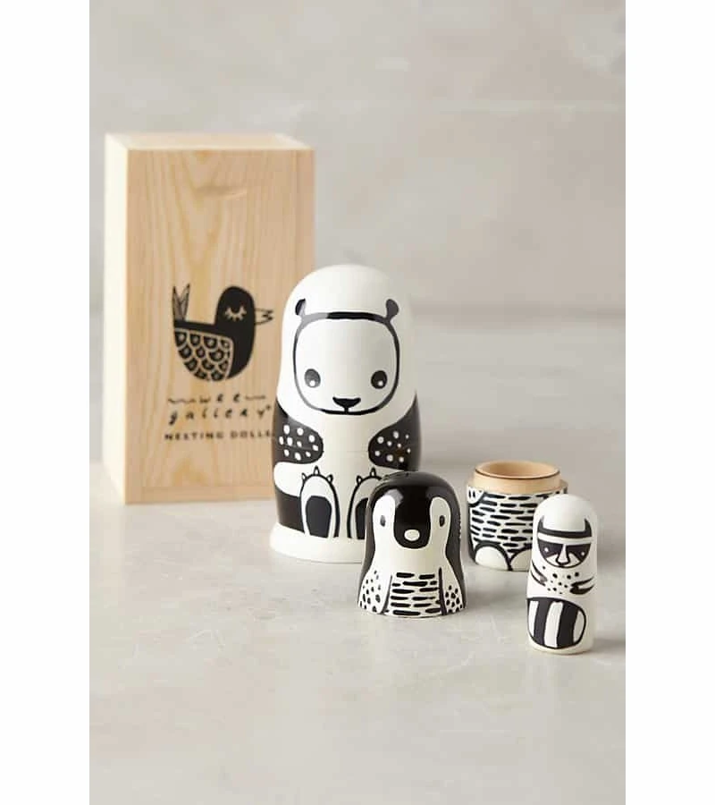 Wee Gallery Nesting Dolls - Black And White Animals 6 Wee Gallery Nesting Dolls - Black And White Animals - Image 4