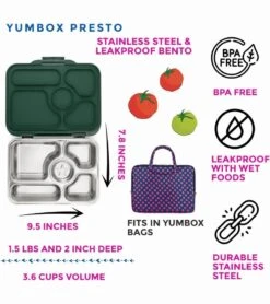Yumbox Leakproof Bento Lunchbox, Presto Stainless Steel - Santa Fe Blue 11 Yumbox Leakproof Bento Lunchbox, Presto Stainless Steel - Santa Fe Blue -Little Unicorn Store yumbox leakproof bento lunchbox presto stainless steel santa fe blue 113
