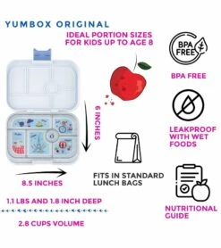 Yumbox Original Leakproof Bento Lunchbox, 6 Compartment - Hazy Gray / Paris Tray -Little Unicorn Store yumbox original leakproof bento lunchbox 6 compartment hazy gray paris tray 10