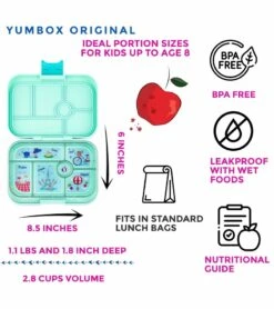 Yumbox Original Leakproof Bento Lunchbox, 6 Compartment - Serene Aqua / Paris Tray -Little Unicorn Store yumbox original leakproof bento lunchbox 6 compartment serene aqua paris tray 10