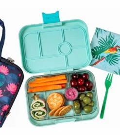 Yumbox Original Leakproof Bento Lunchbox, 6 Compartment - Serene Aqua / Paris Tray -Little Unicorn Store yumbox original leakproof bento lunchbox 6 compartment serene aqua paris tray 11