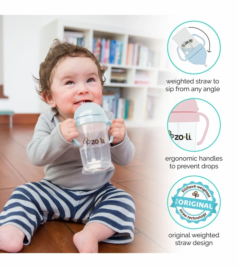 Zoli Bot Weighted Straw Sippy Cup, 6oz - Sage Green 4 Zoli Bot Weighted Straw Sippy Cup, 6oz - Sage Green - Image 2
